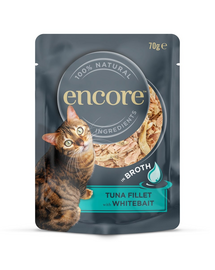 ENCORE Hrană umedă pentru pisici file de ton cu pește alb în bulion 70 g