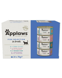 APPLAWS Cat Adult Fish Selection Multipack in Broth 24x70 g mix arome în supă