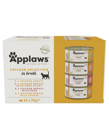 APPLAWS Cat Adult Chicken Selection Multipack in Broth 24x70 g conserve în supă