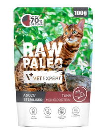 RAW PALEO Monoprotein Adult Sterilised Cat Tuna Hrană pentru pisici adulte sterilizate cu ton 100 g