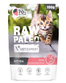 RAW PALEO Monoprotein Kitten Pork Hrană pentru pui de pisică cu porc 100 g