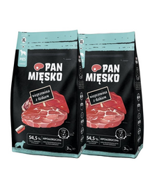 PAN MIĘSKO Carne de porc cu mistreț pentru câini XL 2x3 kg