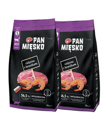 PAN MIĘSKO Sac hrana pisici, cu vitel si creveti S 2x1,6 kg