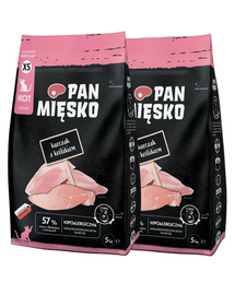 Hrană uscată pisoi hipoalergenică PAN MIĘSKO 2x5kg pui iepure crocante XS