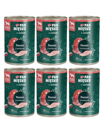 Hrană umedă câini adulți PAN MIĘSKO pate iepure hipoalergenică cu ierburi 6x400 g