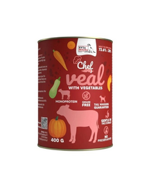SYTA MICHA Chef Monoprotein hrană umedă pentru câini cu vițel și legume 400 g