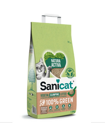 SANICAT Natura Activa 100% Green 7,5 kg nisip vegetal aglomerant pisici