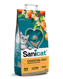 SANICAT Essential Oils Orange floral 10 kg nisip pentru pisici, din bentonită, parfum floral