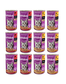 WHISKAS Adult Mix smaków 12x400 g z kurczakiem i wołowiną w sosie dla dorosłych kotów