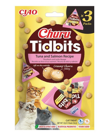INABA Cat Churu Tidbits Rețetă cu Ton și Somon 3×12 g recompense moi și cremoase cu ton și somon pentru pisici