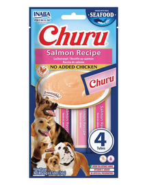 INABA Dog Churu Fish Based Salmon Recipe 4x14g gustări cremoase cu somon pentru câini
