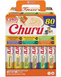 INABA Cat Churu Rețetă cu Pui mix de gustări cremoase cu pui pentru pisici 80×14 g