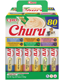 INABA Cat Churu Rețetă cu Pui și Ton 80×14 g mix de recompense cremoase cu pui și ton pentru pisici