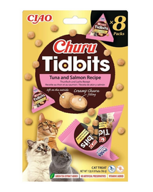 INABA Cat Churu Tidbits Rețetă cu Ton și Somon 8×12 g recompense moi și cremoase cu ton și somon pentru pisici