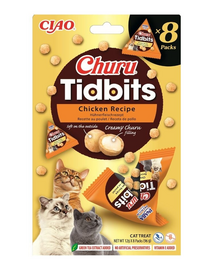 INABA Cat Churu Tidbits Rețetă cu Pui 8×12 g gustări moi și cremoase cu pui pentru pisici