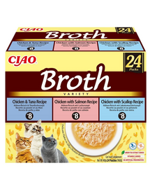INABA Cat Ciao Broth Variety 24x40 g Mix de bulion cu pui, pește și scoici pentru pisici