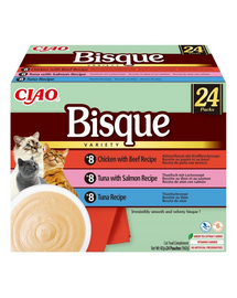 INABA Cat Ciao Bisque Variety 24x40g mix de supe cremă cu ton, vită și pui pentru pisici