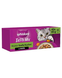 WHISKAS Adult Tasty Mix în sos 40x85 g hrană umedă pisici adulte