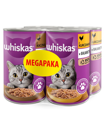 WHISKAS Adult Megapack Mix pui și rață în aspic 4x400 g hrană umedă pisici adulte