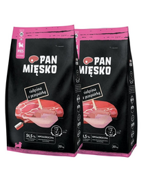 PAN MIĘSKO Hrană uscată cu vițel și prepeliță pentru căței XS 2x20 kg