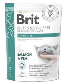 BRIT Grain Free Veterinary Care Cat Sterilised somon și mazăre 400 g