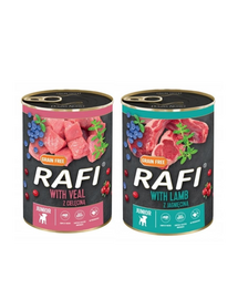 DOLINA NOTECI RAFI Junior mix smaków (cielęcina, jagnięcina) 36x400g mokra karma dla szczeniąt