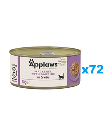 APPLAWS Cat Adult Mackerel with Sardine in Broth makrela i sardynka w bulionie 72x70 g