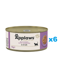 APPLAWS Cat Adult Mackerel with Sardine in Broth makrela i sardynka w bulionie 6x156 g