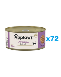 APPLAWS Cat Adult Mackerel with Sardine in Broth makrela i sardynka w bulionie 72x156 g