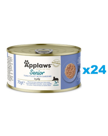 APPLAWS Cat Senior Tuna Fillet with Sardine in Jelly tuńczyk z sardynką w galaretce dla starszych kotów 24x70 g