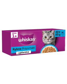 WHISKAS Adult plic 40 x 85 g Arome de pește în jeleu: somon, ton, cod, pește alb