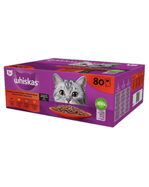 Adult saszetka 80x85g Klasyczne Posiłki mokra karma pełnoporcjowa dla dorosłych kotów w sosie kawałki z wołowiną, kurczakiem, jagnięciną, drobiem