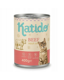 KATIDO Adult Cat Beef 400 g conservă pisici cu vită cu ulei de somon