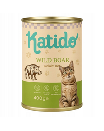 KATIDO Adult Cat Wild Boar 400 g hrană pisică, cu mistreț și ulei somon