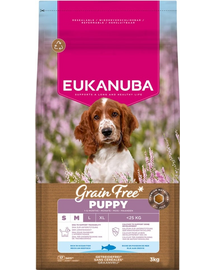 EUKANUBA Grain Free Puppy Small & Medium Ocean FishHhrană fără cereale pentru pui de câini de talie mică și medie cu pește oceanic 3 kg