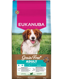 EUKANUBA Grain Free Adult Small & Medium Lamb Hrană fără cereale pentru câini adulți de talie mică și medie cu carne de miel 12 kg