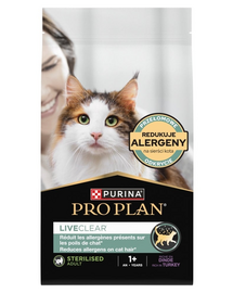 Hrană pisici sterilizate PURINA PRO PLAN LiveClear Sterilised 1,4 kg curcan