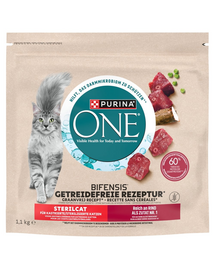 PURINA ONE Bifensis Grain Free Sterilcat cu vită 1,1 kg hrană fără cereale pentru pisici sterilizate