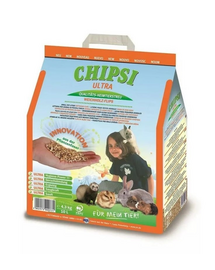 Așternut absorbant pentru iepuri și rozătoare JRS Chipsi Ultra 10 L / 4,5 kg din granule de lemn