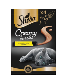 Recompense cremoase pisici cu pui SHEBA Creamy Snacks 4x12 g