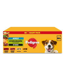 PEDIGREE Adult selecție arome în sos 80x100 g plicuri câini