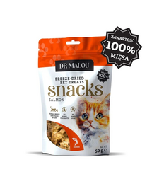 DR MALOU cuburi din carne de somon 50 g recompense pentru pisici 100% liofilizate
