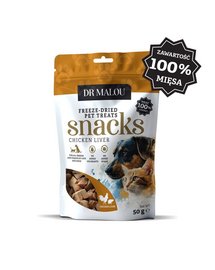 DR MALOU Ficat de pui 50 g recompense pentru câini și pisici 100% liofilizate