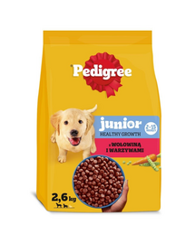 PEDIGREE Junior vită și legume 2,6 kg hrană căței rase medii și mari