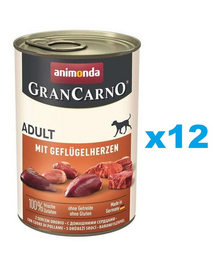 ANIMONDA Gran Carno Adult with Poultry hearts 12x400 g z sercami drobiowymi dla dorosłych psów