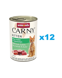 ANIMONDA Carny Kitten Beef&Chicken&Rabbit 12 x 400 g Hrana umeda pentru pisoi, cu vita, pui si iepure