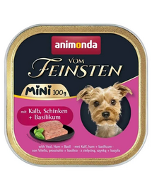 ANIMONDA Vom Feinsten Mini hrană umedă pentru câini de talie mică cu vițel, șuncă și busuioc 100 g