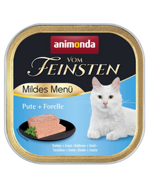 ANIMONDA Vom Feinsten Mild Menü hrană umedă tip pate pentru pisici cu curcan și păstrăv 100 g