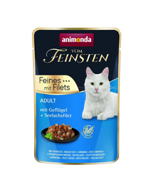 ANIMONDA Vom Feinsten Fines Adult hrană umedă pentru pisici cu pasăre și file de cod Alaska (pollock) 85 g