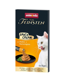 ANIMONDA Vom Feinsten Snack Cream cu pui și iarbă pentru pisici 6x15 g gustare cremoasă pentru pisici